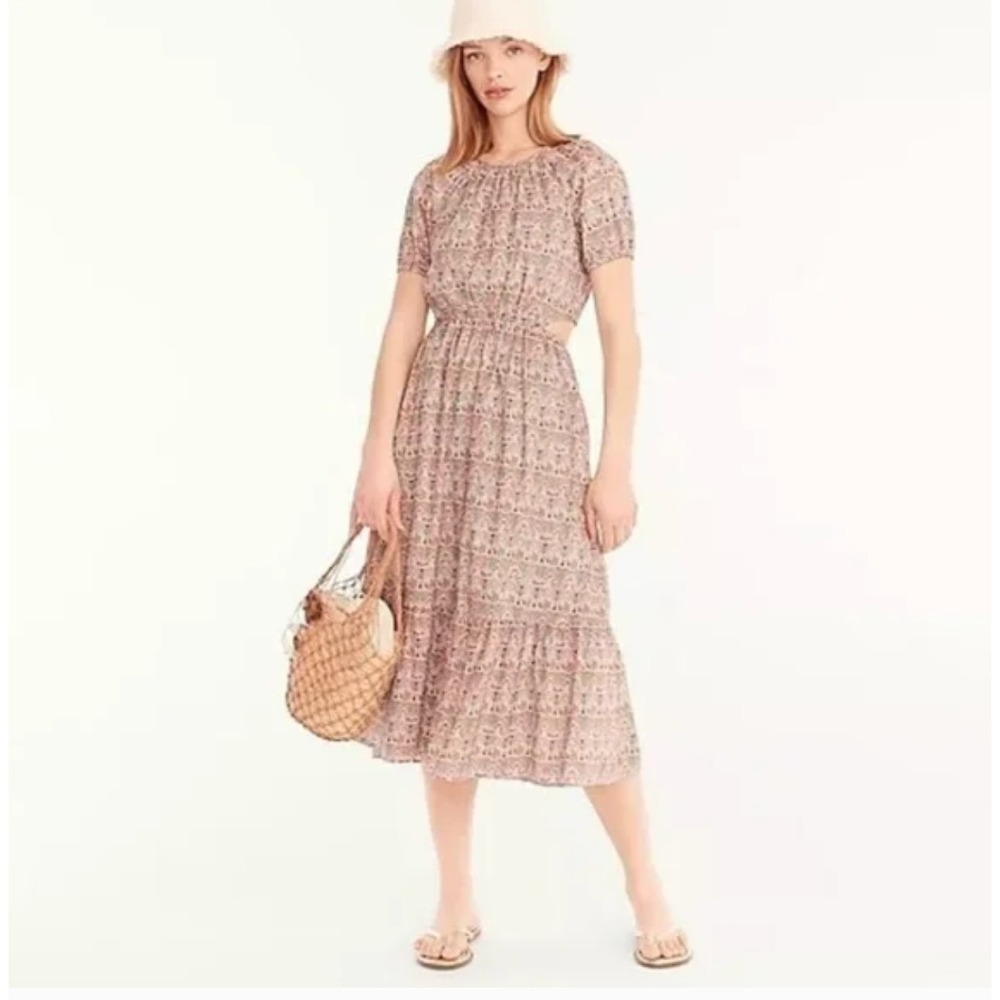 J Crew Liberty Side‎ Cutout Dress Giorgia Duke Style BG128 Multicolor Size 0